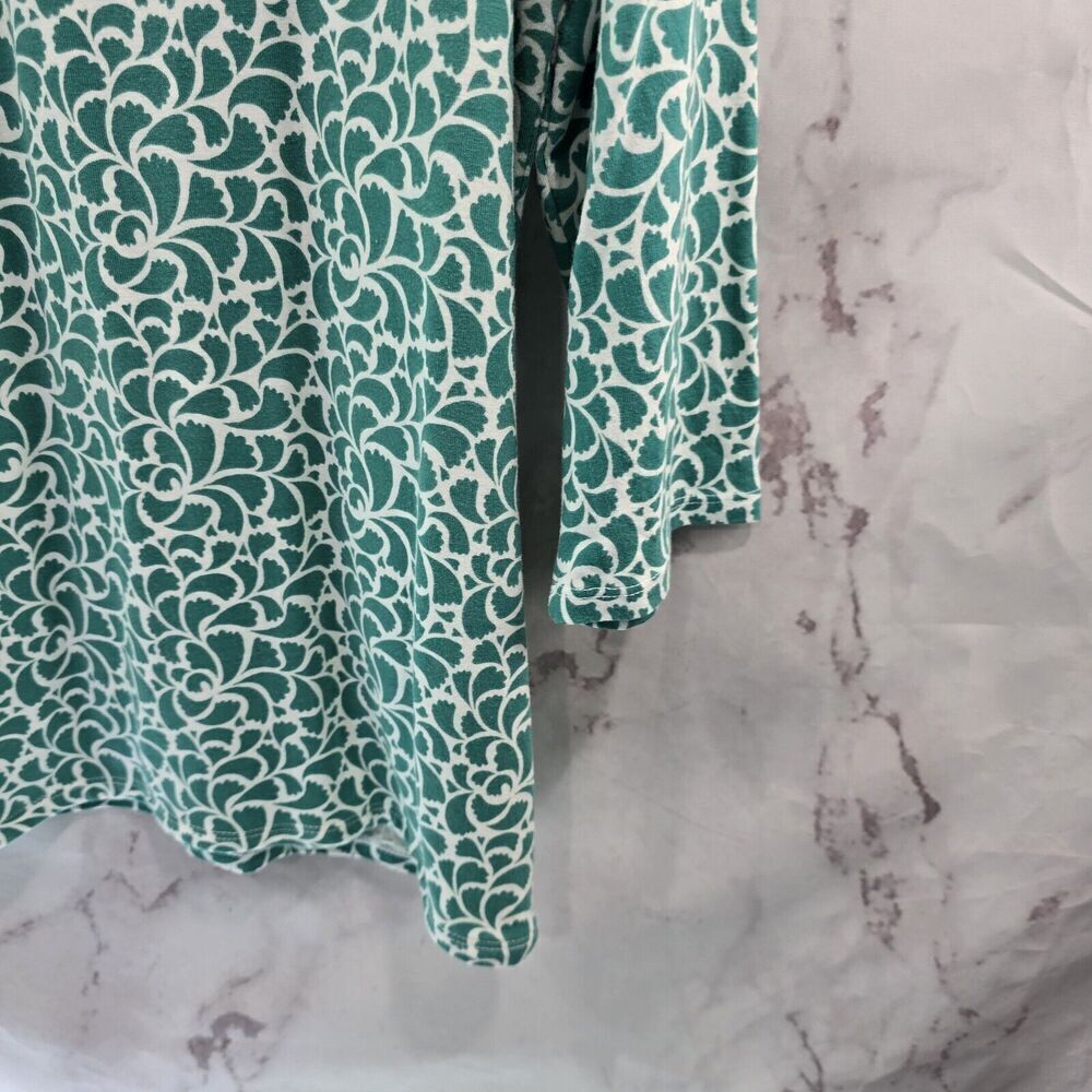 Chicos Shirt Womens Large 2 Green White Half Quarter Sleeve Stretch Scoop Tee - Picture 4 of 10